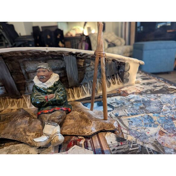 1963 C Alan Johnson Whale Feast Scene - Extremely Rare Inuit Figurine Decor - Picture 6 of 10
